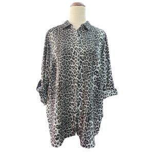 PETER MORRISSEY Leopard print long sleeve button up BLOUSE