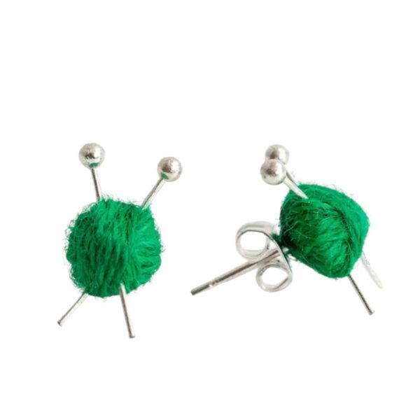 Knitting Needles Studs/Earrings Red - Image 2