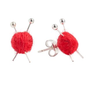 Knitting Needles Studs/Earrings Red