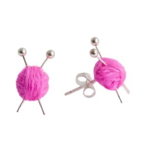 Knitting Needles Studs/Earrings Pink