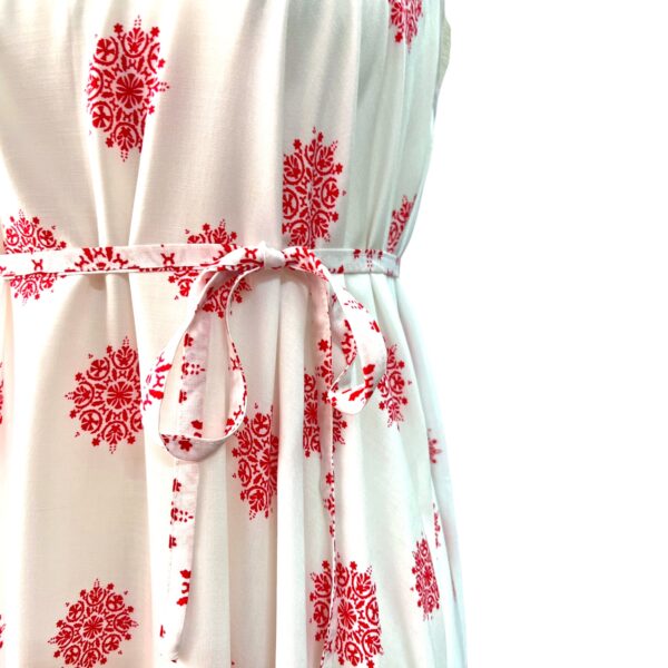 BOBBY & OLIVE Shoestring Maxi Dress-RED floral print - Image 5